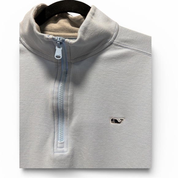 Vineyard Vines Men's Light Blue Zip-Up Sweater - Picture 2 of 4